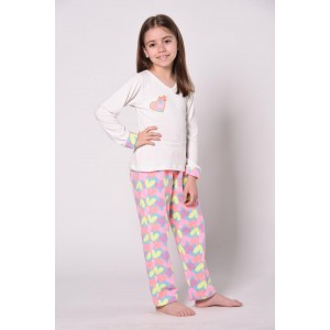 Conjunto Pijama Infantil Menina Microsoft Corações Bordado